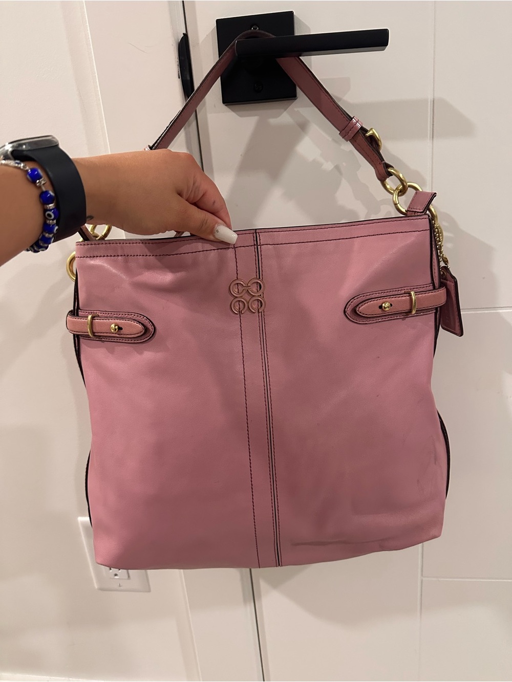 Vintage Coach Colette Rose Pink Leather Hobo Shoulder Bag - 16413